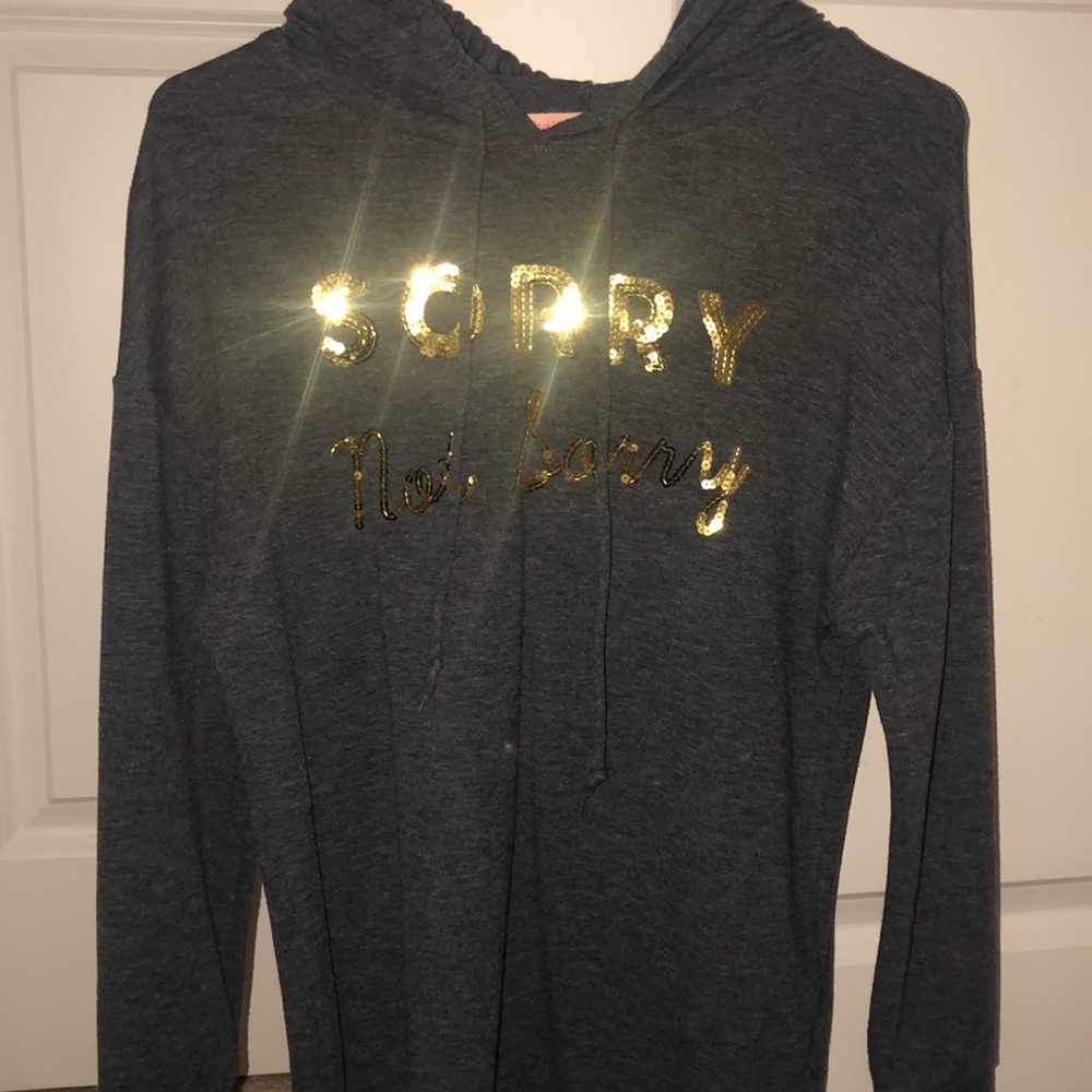 love sleeve hooded graphic shirt